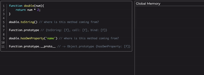 Showing the steps of the prototype chain