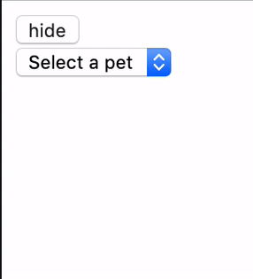 application with a toggle button that show or hide a drop down