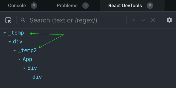 showing random names for the hoc nodes in react dev-tools