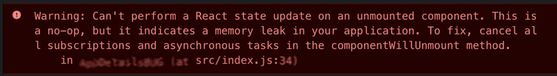 React state update on an unmounted component