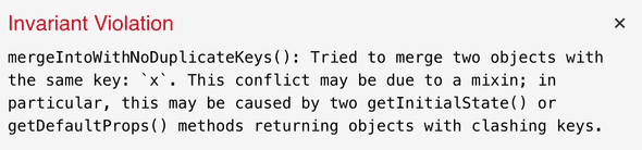 mixins key conflict error by react